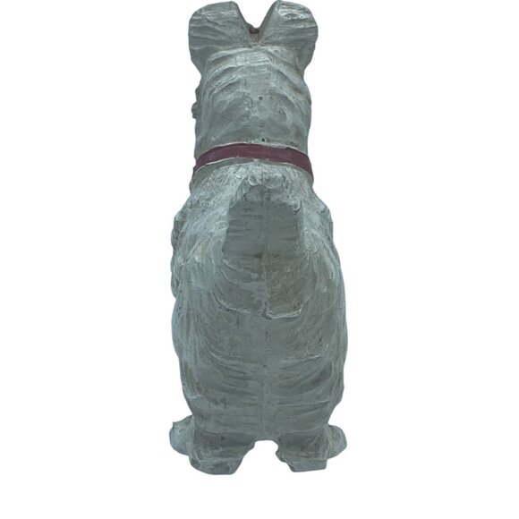 Vtg Burwood Scottish Terrier Dog Figurine White Red Collar Resin Composite - Picture 5 of 12